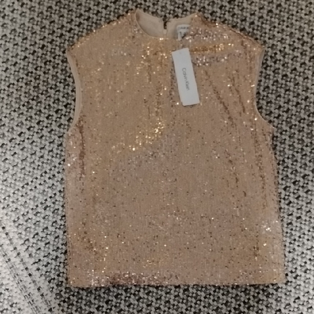 Calvin Klein Sparkling Gold Sleeveless Top